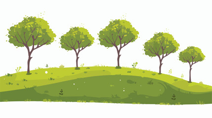 Trees on the slope flat vector isolated on white background