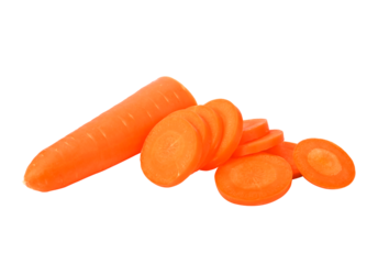 Carrots with sliced on transparent png
