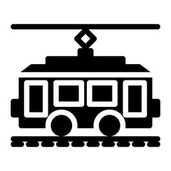 tram or street car icon in glyph style