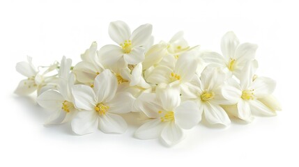 Naklejka na ściany i meble Jasmine flower isolated on white background white terry jasmine flowers ,Generative ai, 