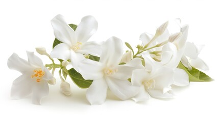 Jasmine flower isolated on white background white terry jasmine flowers  ,Generative ai,  - obrazy, fototapety, plakaty