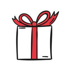 Hand drawn christmas gift on white background