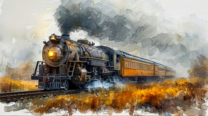 A beautiful shot of a steam locomotive - obrazy, fototapety, plakaty