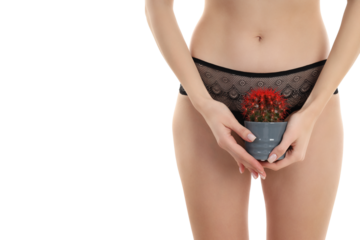 PNG, a girl with a cactus in her hands, isolated on a white background.