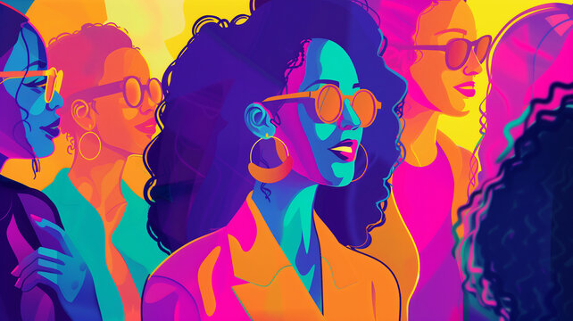 Diverse and dynamic business meeting, illustrated in vibrant colors to highlight inclusion.