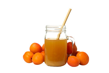 PNG, Fresh apricot juice in a glass, isolated on white background