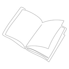 Single one line drawing of open text book for study. Back to school minimalist, education concept. Continuous simple line draw style design graphic vector illustration.