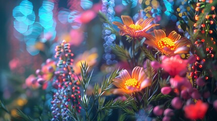Fototapeta na wymiar A vibrant screen displaying a digital garden in bloom