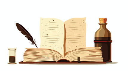 Vector illustration of book diary novel ink writing wi - obrazy, fototapety, plakaty