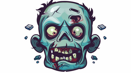 Vector illustration of Cartoon Zombie face flat vector