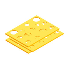 Swiss cheese triangle illustration isolated on white background