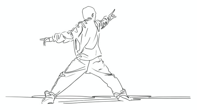 Vector on a white background man dancing contour
