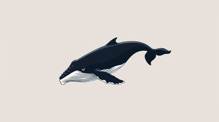 Whale logo flat vector isolated on white background