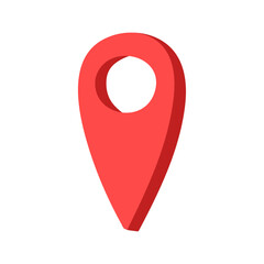 Map pin icon red location tag on white background