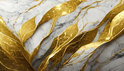 luxury abstract glowing golden pattern mixed in white marble texture background