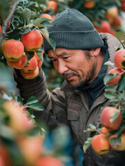 A Kazakhstani apple orchard owner utilizing a mobile app to connect with a fruit cultivation specialist