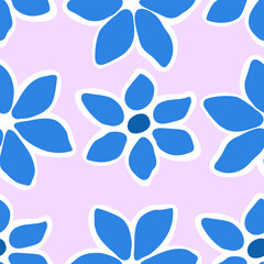 Seamless floral pettern leaves and flowers hand drawing in collage style. Delicate spring vector pattern