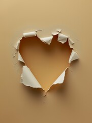 Heart Shaped Paper Torn Open on Textured Background