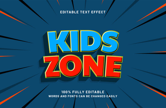kids zone editable text effect in kids style