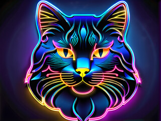 Neon Cat: Radiant Representation of Feline Grace and Elegance(Generative AI)