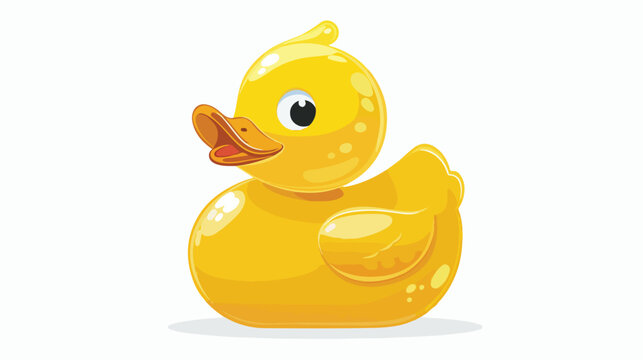 Yellow rubber duck flat icon isolated on white background