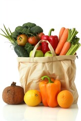 Fresh Produce in Beige Tote Bag Isolated