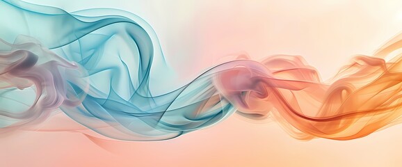 Apricot smoke dancing over an abstract backdrop of sapphire blue and soft peach.