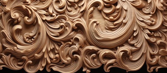 Detailed view of an intricately carved wooden panel showcasing patterns and designs