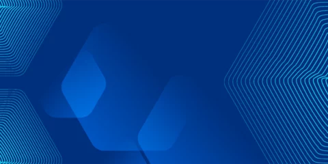 Foto op Plexiglas Modern abstract blue background with glowing geometric lines. Blue gradient hexagon shape design. Futuristic technology concept. © mah