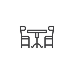 Dining table and chairs line icon