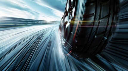 High-Speed Tire in Motion on the Road. Generative ai