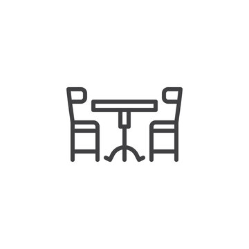 recommend clip art: Dining table and chairs line icon
