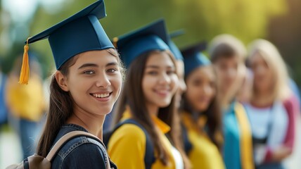 Female graduate with friends, ready to celebrate