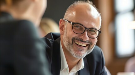 Smiling business executives in a meeting
