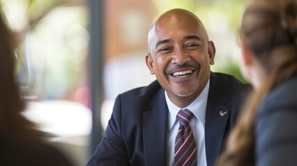 Smiling business executives in a meeting