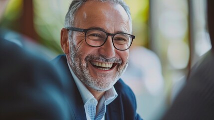 Smiling business executives in a meeting