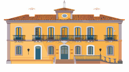 Building. Old town Sino Portuguese flat vector 