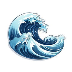 
A minimalist vector sticker of a wave, symbolizing calm and serenity on a transparent background