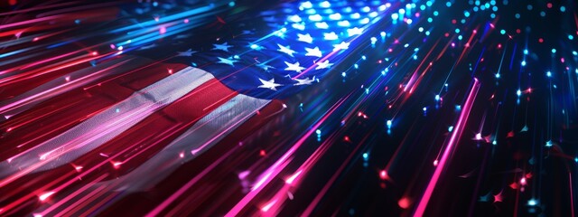 Abstract technological USA flag, template background