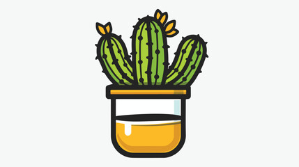 Cactus in jar icon. Succulent outline vector