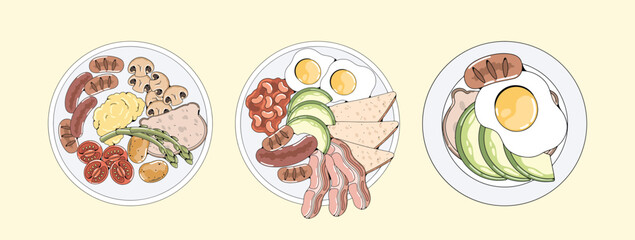 Hand Drawn Breakfast Illustration Set