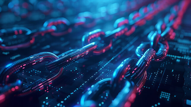 Abstract Digital Blockchain Data Streams
. Vibrant digital blocks are linked by nodes in a conceptual blockchain network, representing data and connectivity.

