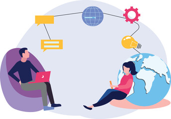 The boy is working globally.