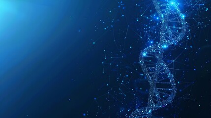 Futuristic digital DNA helix floating in cyber space. Conceptual tech background with genetic theme. Perfect for science, medicine, and technology. AI