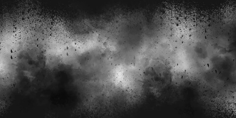 Abstract background texture in black and white. Black dreamy atmosphere, dramatic smoke, galaxy space dirty dusty burnt rough. Black cloudscape atmosphere with smoke vapes mist.