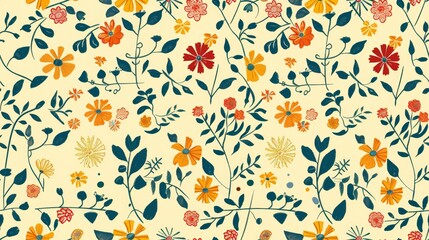Vintage colorful botanical wallpaper design