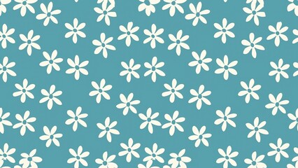 Delicate cherry blossoms on teal background