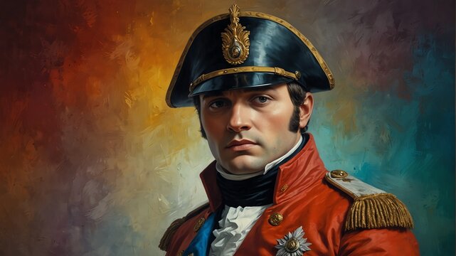 napoleon bonaparte abstract portrait oil pallet knife paint painting on canvas large brush strokes art watercolor illustration colorful background from Generative AI