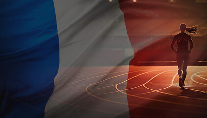 The collage could show a variety of images related to the 2024 Paris Olympics, such as athletes competing in different sports, the Olympic rings, the Eiffel Tower, and the French flag.