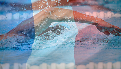 The collage could show a variety of images related to the 2024 Paris Olympics, such as athletes competing in different sports, the Olympic rings, the Eiffel Tower, and the French flag.